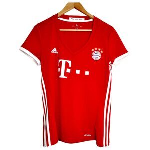 Adidas FC Bayern Munchen Mia San Mia Women's Cut Size Large Red Soccer Jersey